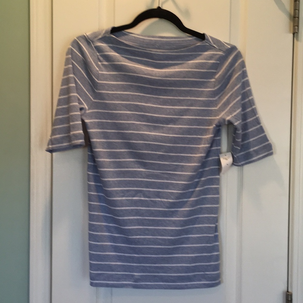 Gap Boat Neck Blue White Striped Top Sz Medium